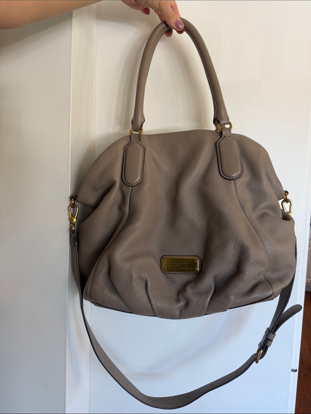Marc by Marc Jacobs Taupe Leather Shoulder Bag with Detachable Strap